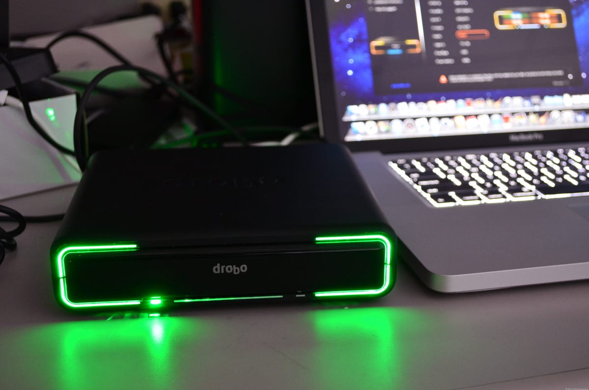 The Drobo Mini comes with a crazy number of bright LED lights on the front that can be fun or annoying depending on your mood.