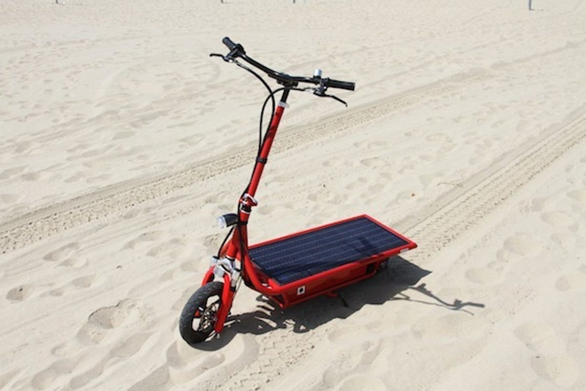 Solar Electric Scooter on beach