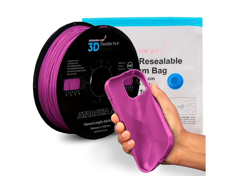 purple filament and a phone case