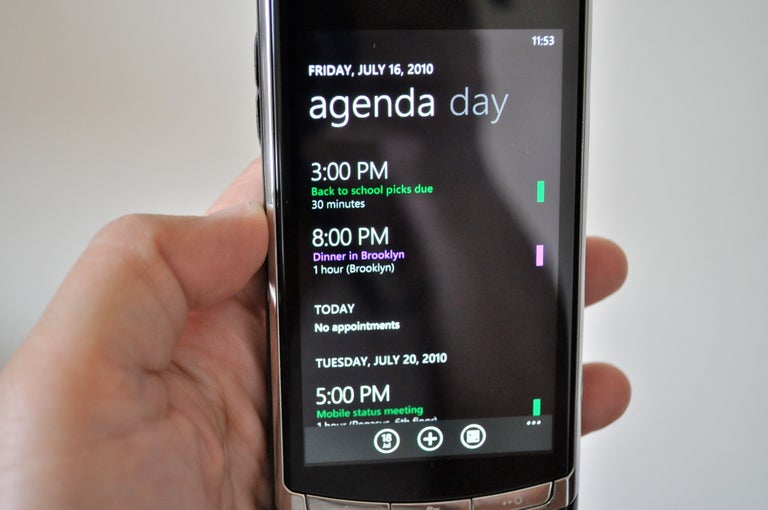 Windows Phone 7 offers combined calendars with a simple yet elegant agenda view.
