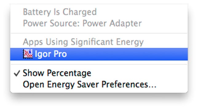 Battery menu in OS X Mavericks