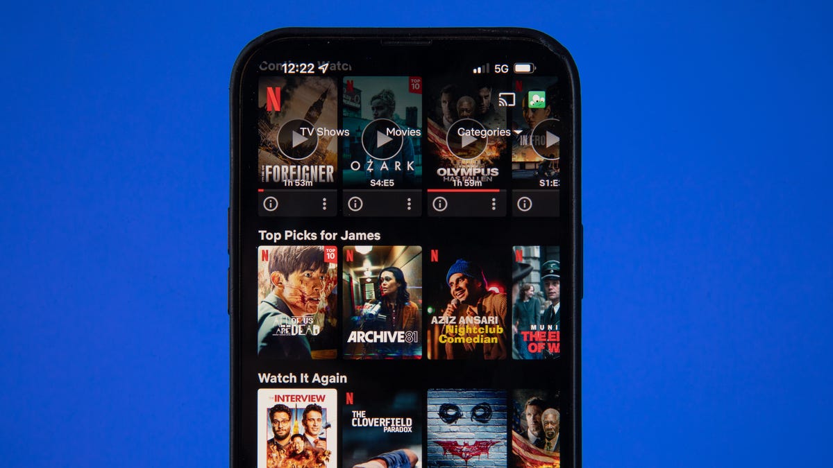 Netflix selections on a phone screen