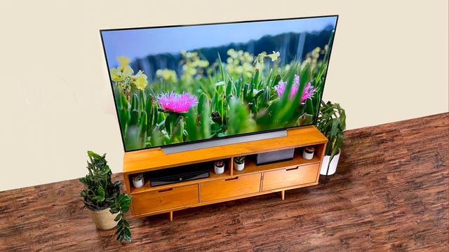 LG C1 OLED TV kept on a TV cabinet