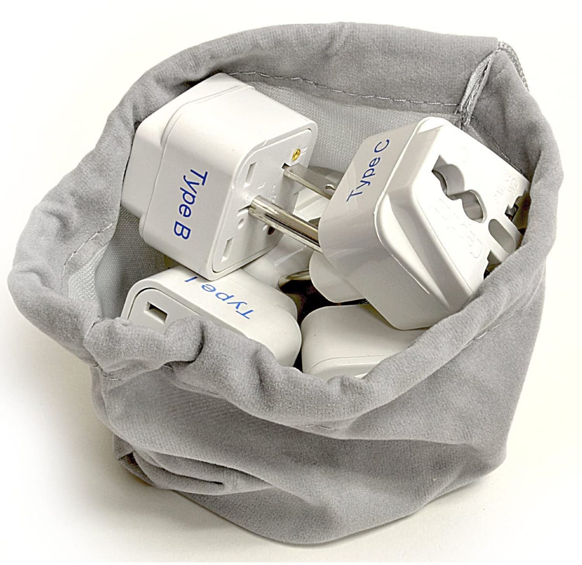 A closeup of the Ceptics adapters in a small bag.