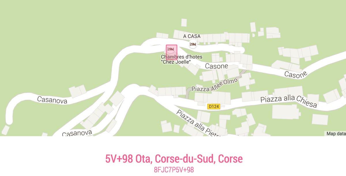 Google's Open Location Code gives addresses to buildings like this Corsican guesthouse that don't have street addresses.