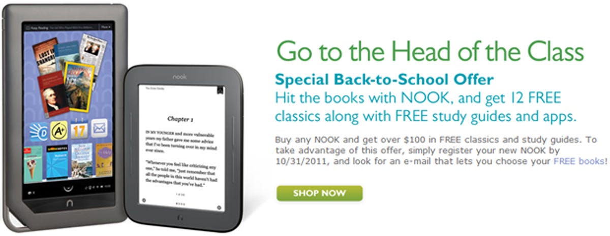 Nook buyers getting $100 of free classic books - CNET