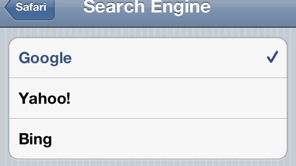 The search options on Apple's Safari browser on iOS.