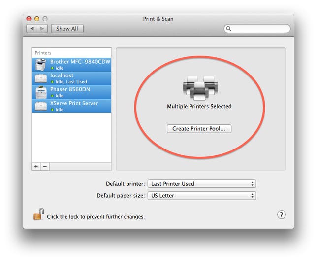 Printer pool setup in OS X