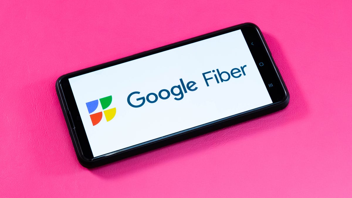 Phone displaying Google Fiber logo