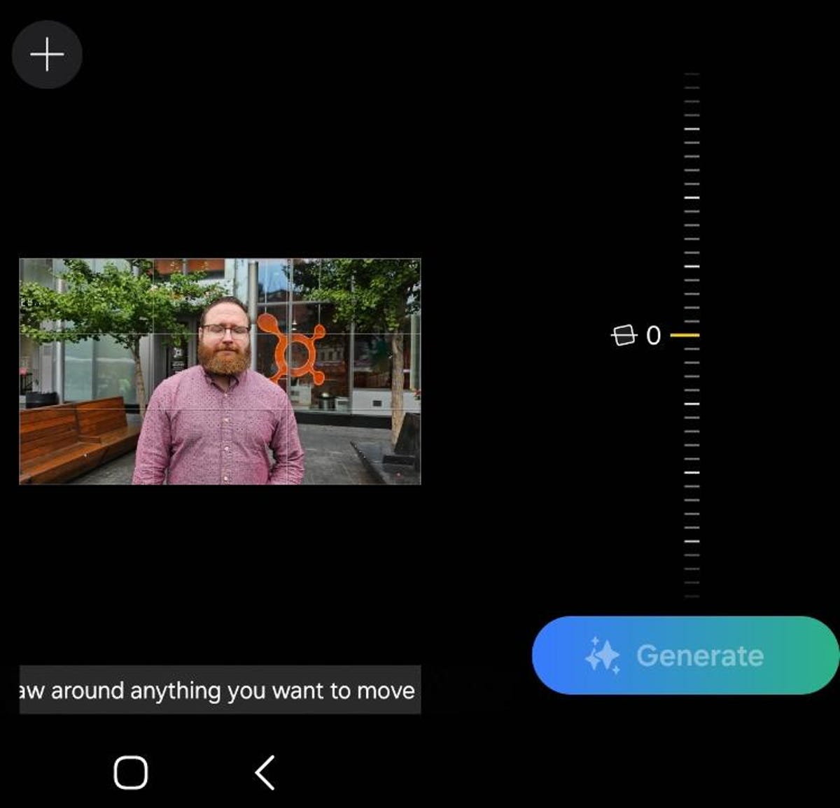 Samsung's photo editing interface showing a photo of a man with a beard