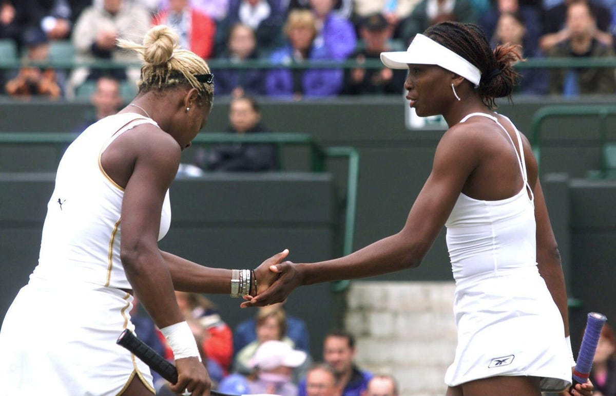 Serena and Venus Williams on the tennis court