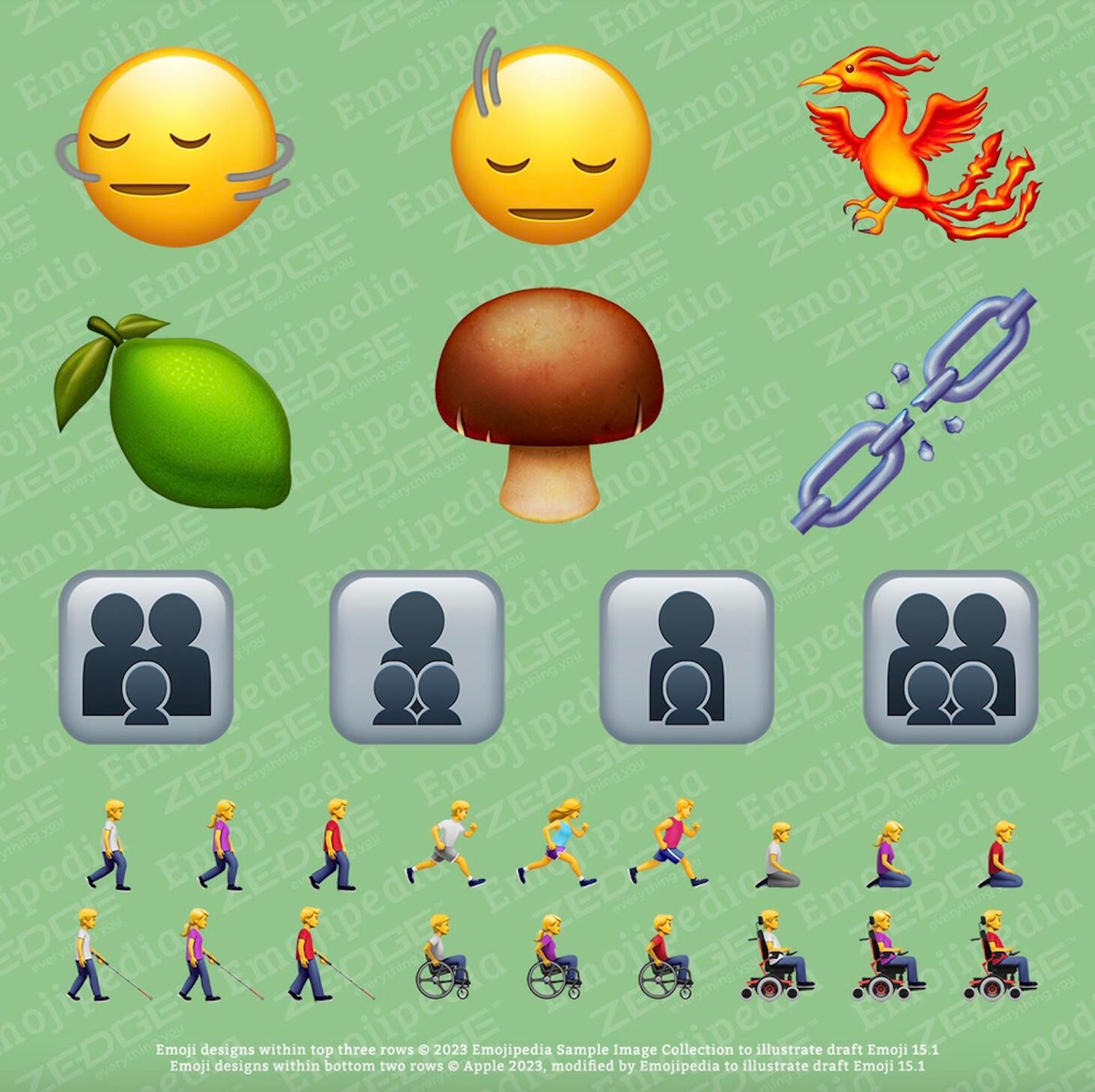 new emojis on green background