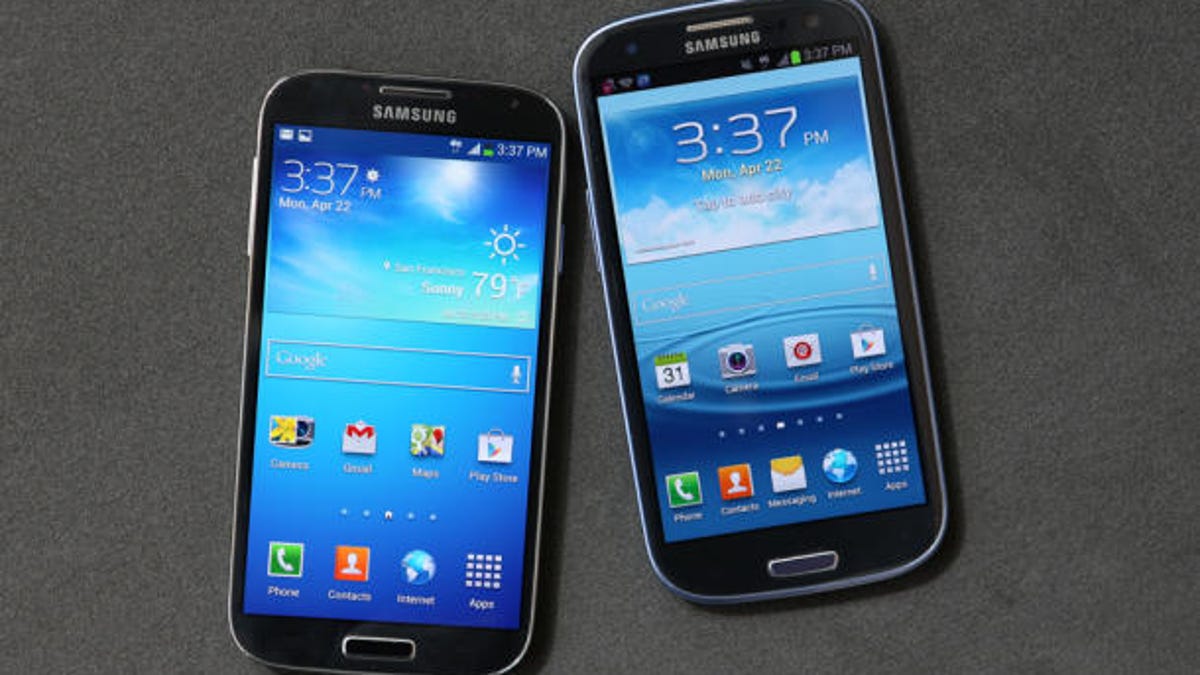 The Galaxy S4 (left) and the Galaxy S3.