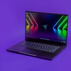 Razer Blade 15 open and angled to your left