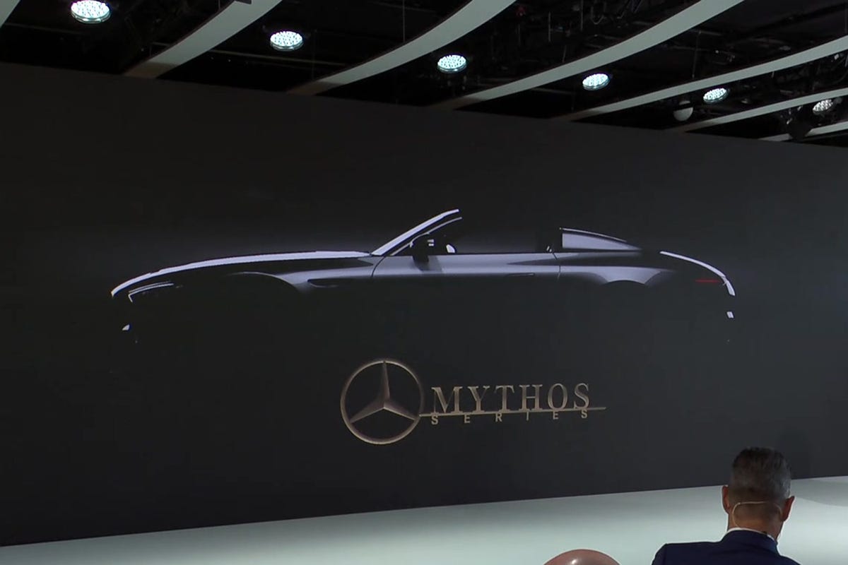 Mercedes-AMG SL Mythos Speedster teaser poster in black