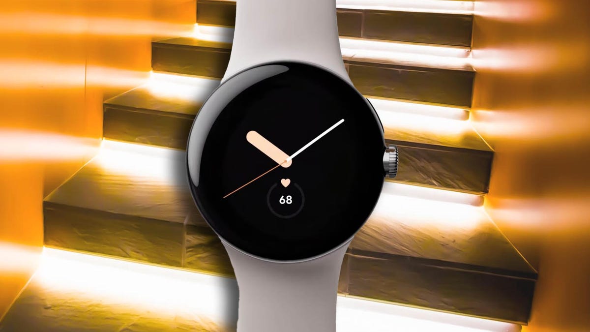 Pixel Watch with a simple sweep-hands watch face