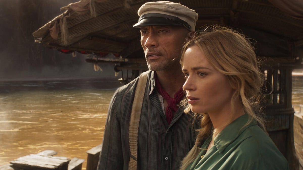 The Rock and Emily Blunt in Jungle Cruise
