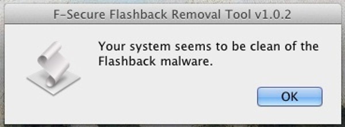 F-Secure Flashback Removal Tool alert