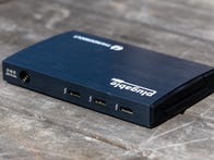 <p>Plugable's USB-C hub has three 40Gbps Thunderbolt 4 or USB 4 connections for peripherals and one to connect to your computer.</p>