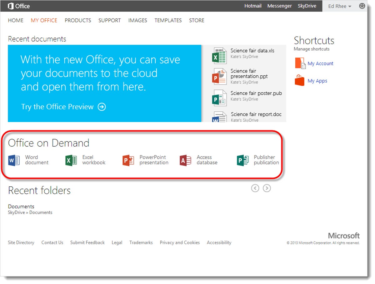 Office on Demand from Office.com