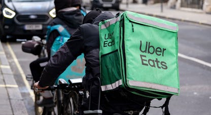 Uber Eats delivery person on a bike