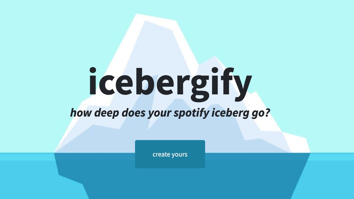 an iceberg on the ocean with an icebergify logo on top