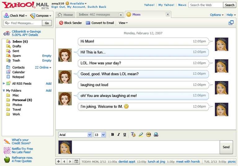 Yahoo Mail rolled out built-in chatting today.