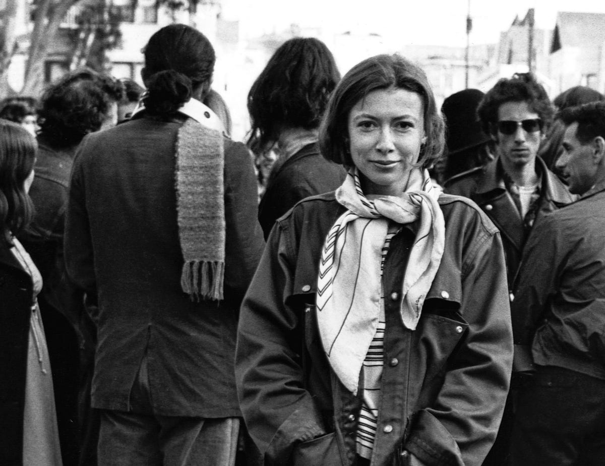Joan Didion in San Francisco's Haight-Ashbury neighborhood during the Summer of Love in 1967.