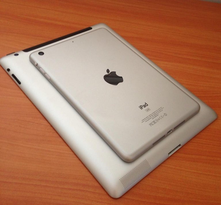 A purported iPad Mini atop a third-generation iPad.