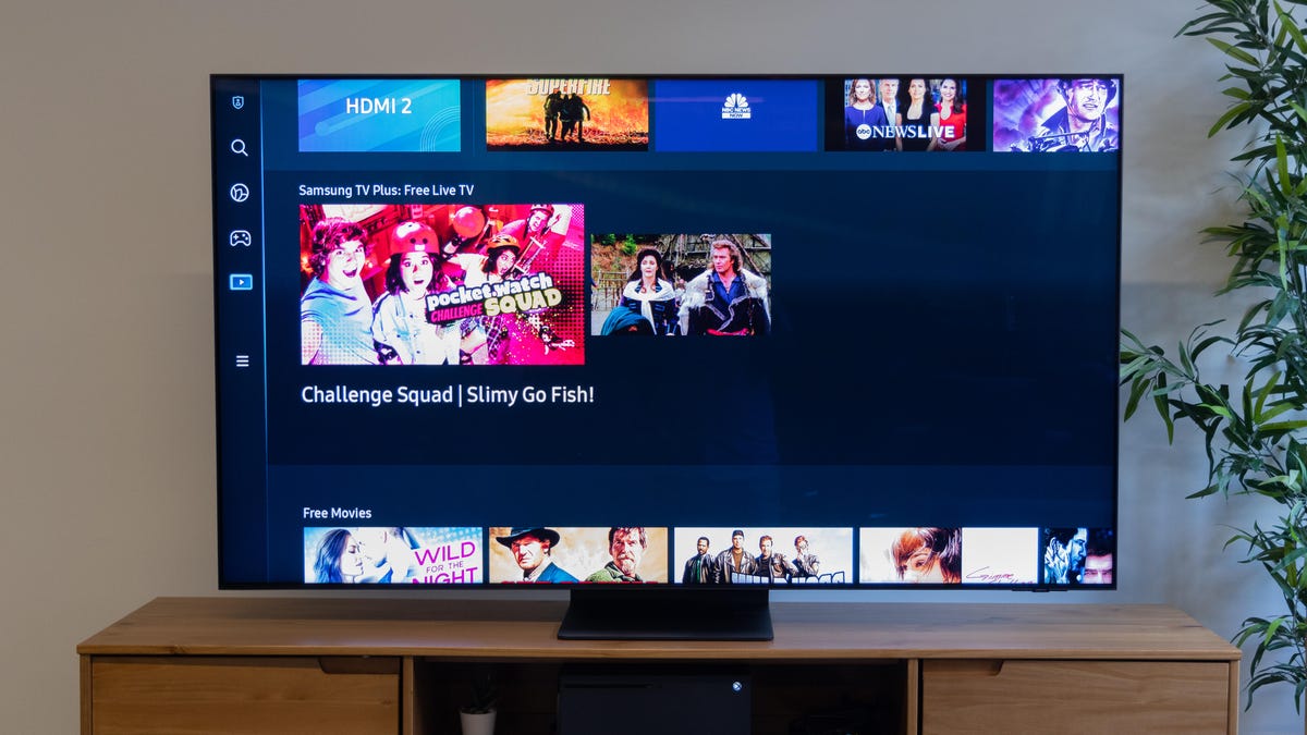 The Samsung QN90B QLED TV can access Samsung TV Plus content.
