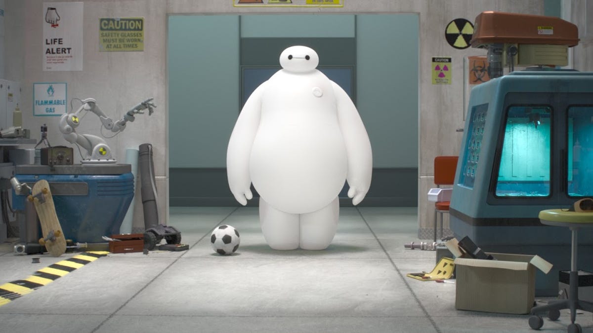 A heroic robot named Baymax from animated film Big Hero 6. 
