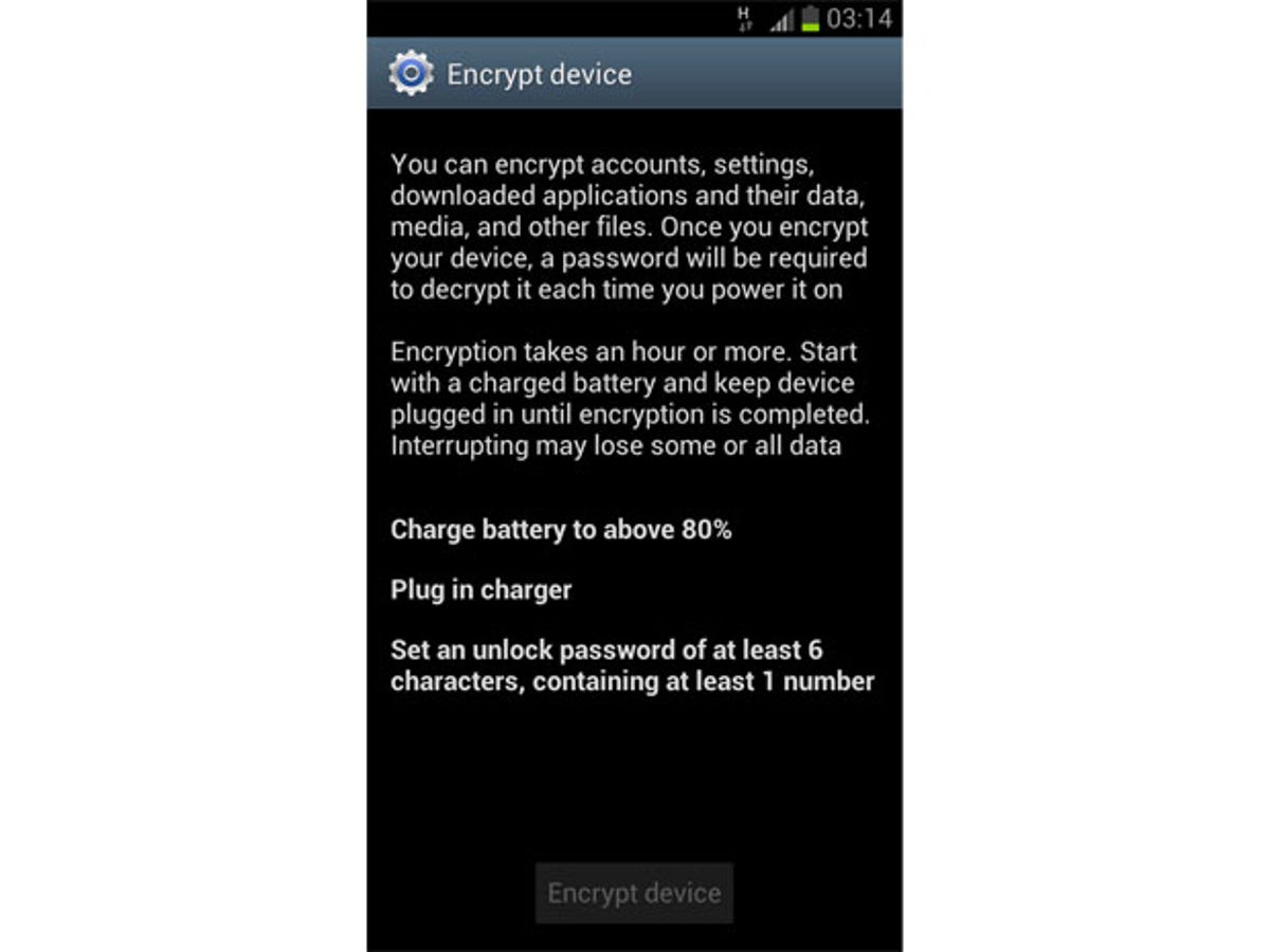 Galaxy S3 encryption
