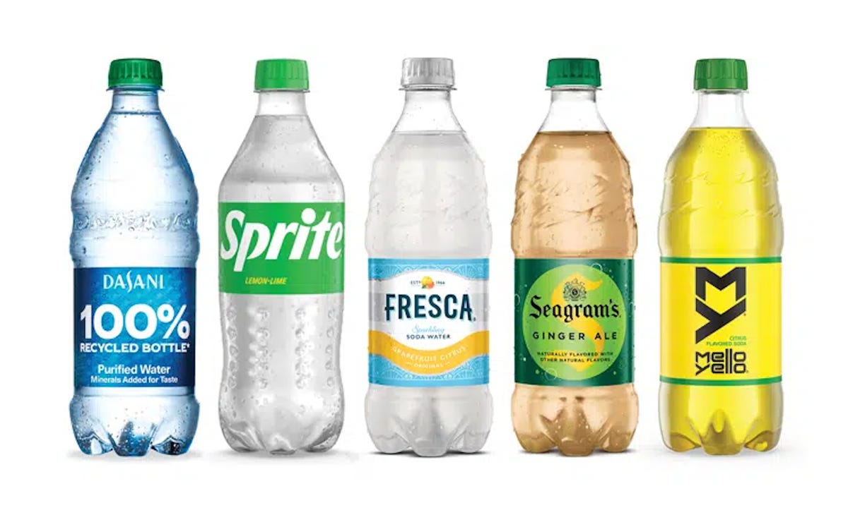 Various soft drinks produced by Coca-Cola