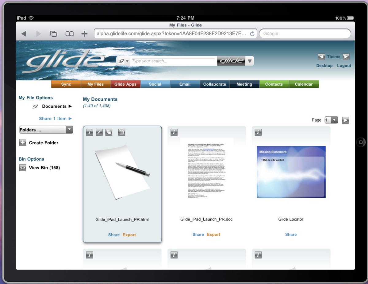 Glide OS on an iPad.