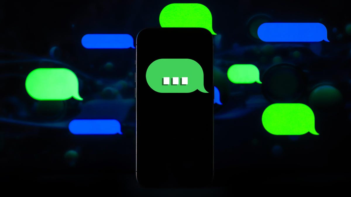 Blue and green text message bubbles
