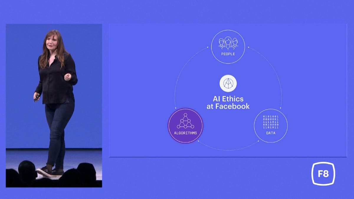 Facebook research scientist Isabel Kloumann, speaking at F8, discusses the company's efforts to ensure its AIs behave ethically.