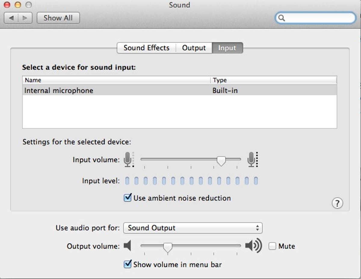 MacBook Pro's Sound settings