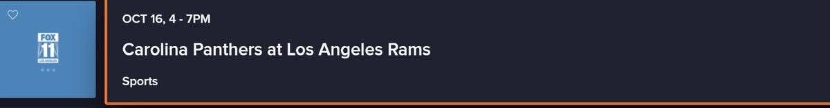 A program guide listing the game Panthers vs.  rams