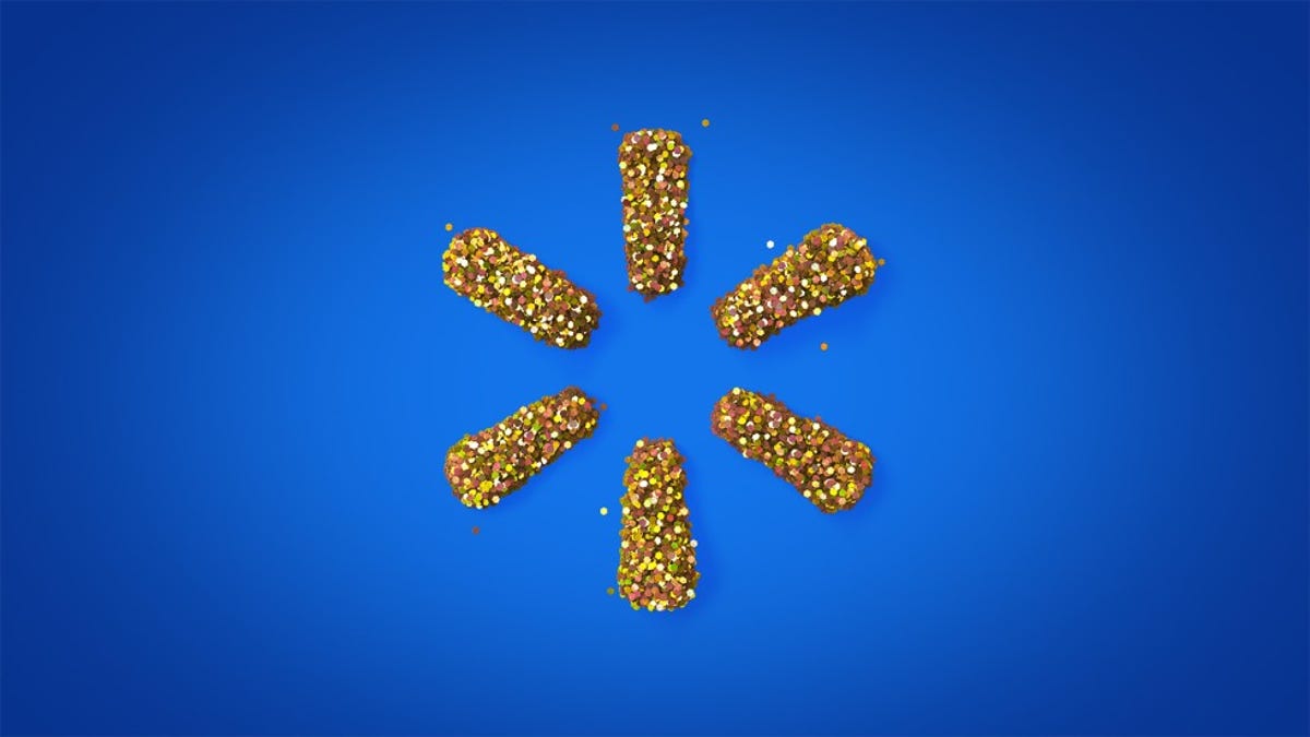 Walmart spark made of glitter on a blue background