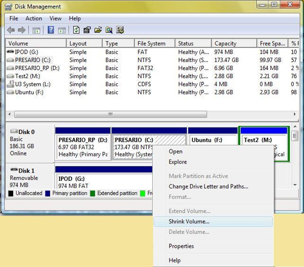 Windows Vista's Disk Management utility