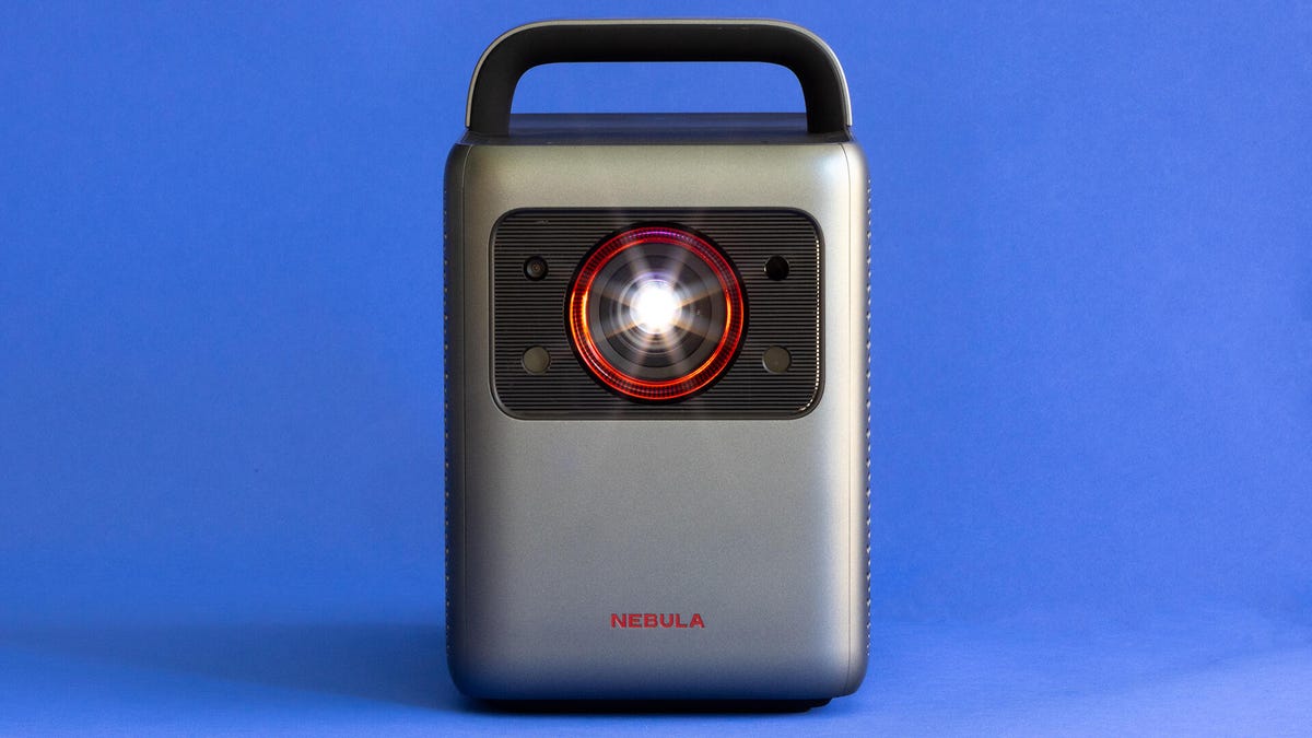 Front view of the Anker Nebula Cosmos Laser 4K projector.