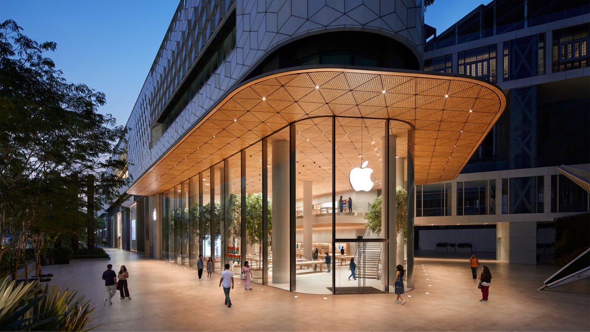The front of the Apple BKC store in Mumbai, India