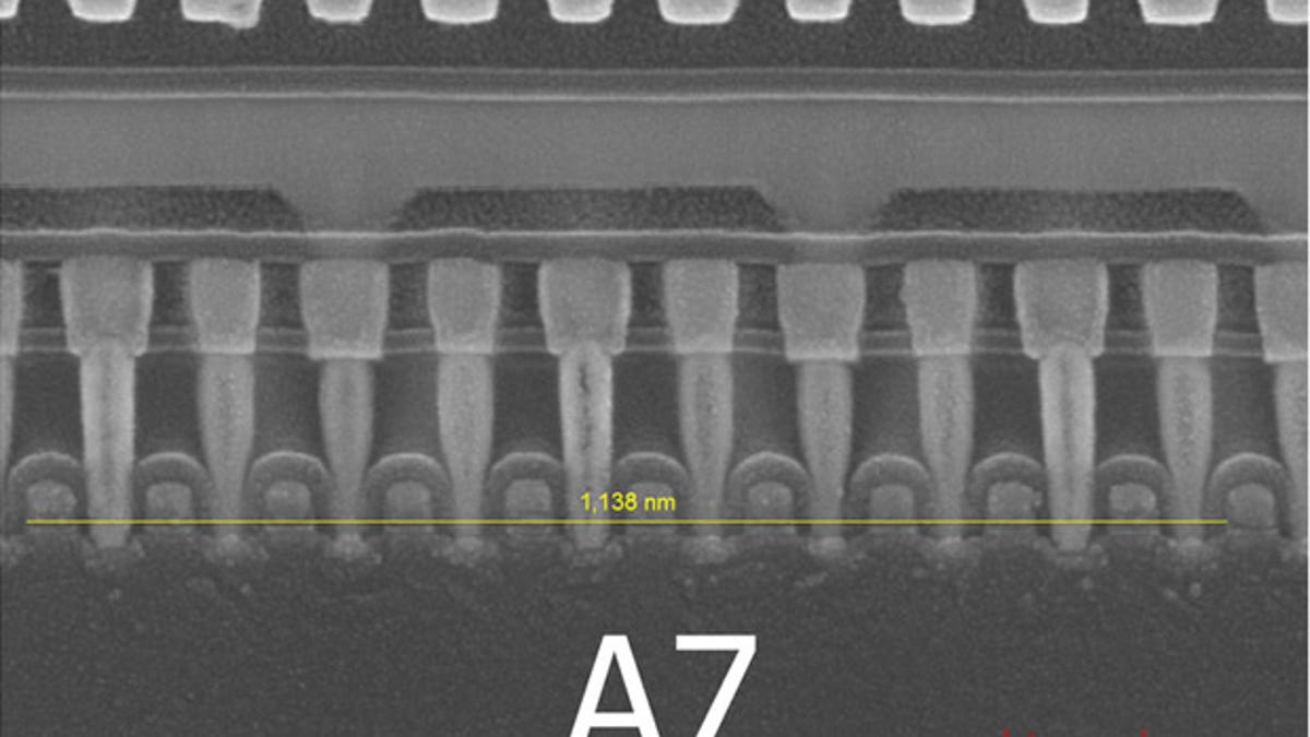 An inside view of the A7 processor.