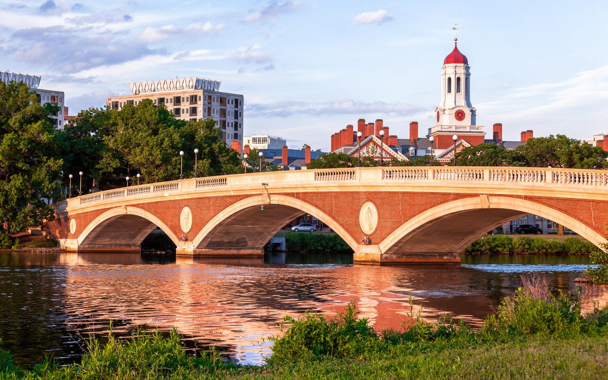 John W. Weeks Bridge with Harvard University in the background at Cambridge, Massachusetts.