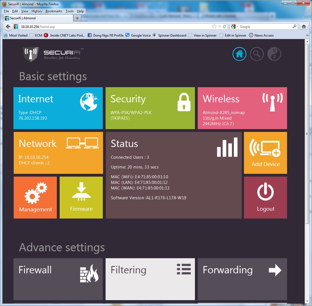 The Almond's interface resemble the Metro interface of Windows 8.