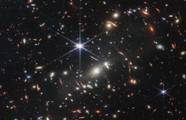 A view of hundreds (perhaps thousands) of galaxies in deep space