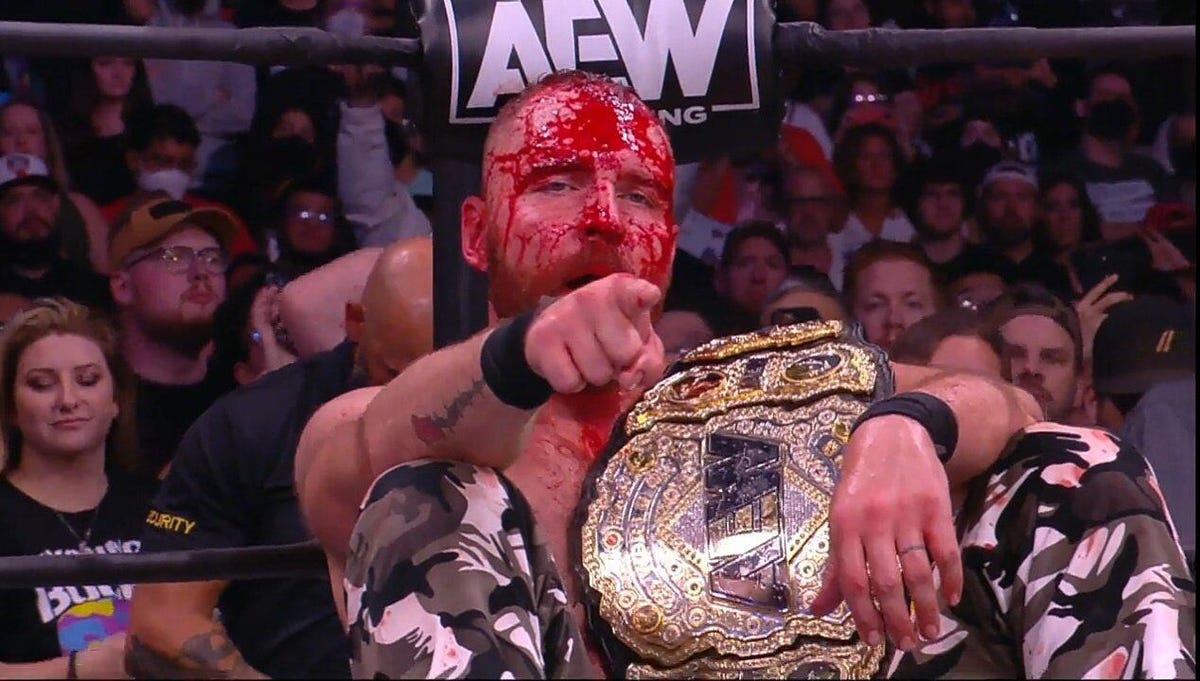 Jon Moxley with the interim AEW Championship.