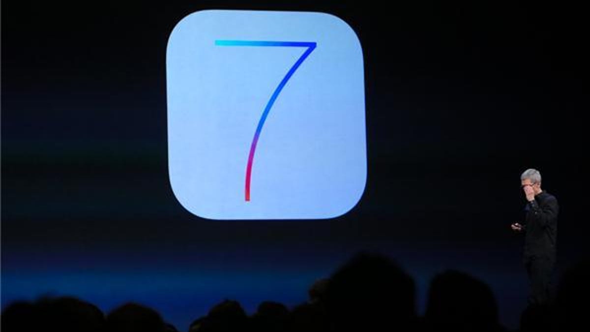 Tim Cook introduces iOS 7 at WWDC 2013.