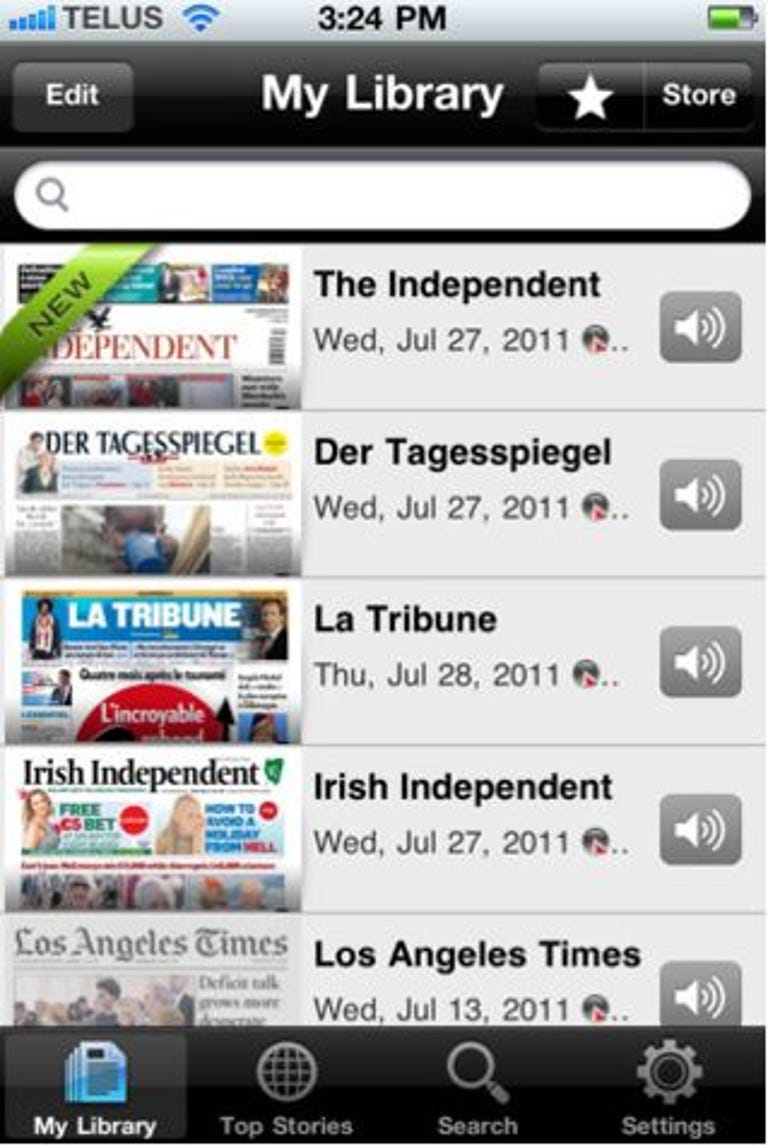 PressReader is also available for iPhone and iPod Touch, but doesn't offer the new SmartFlow feature.