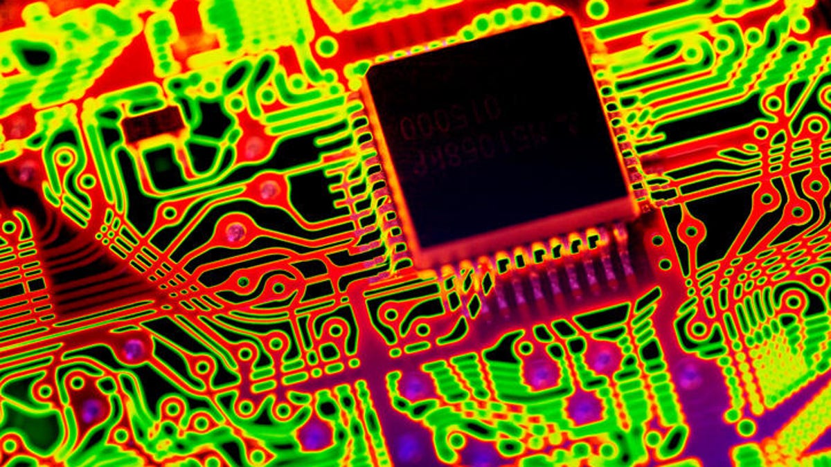 Computer chip in circuit board
